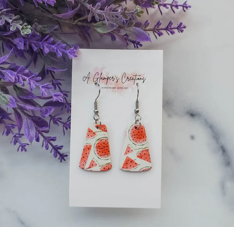 Jewelry - Leather Watermelon Dangle Earrings
