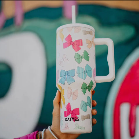 Accessories/Gifts - Multicolored Coquette Bows 38oz Tumbler With Handle
