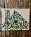 Accessories/Gifts - Country Barn With Sunflowers Canvas Art Print, Farmhouse Art
