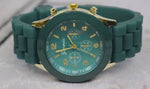 Jewelry - Silicone Chronograph Style Watch, Teal Gold