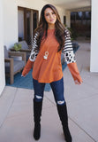 Blouse - Stripe Animal Print Nancy Top, Orange