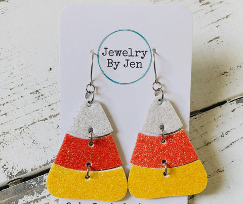 Jewelry - Candy Corn Earrings (Fine Glitter)
