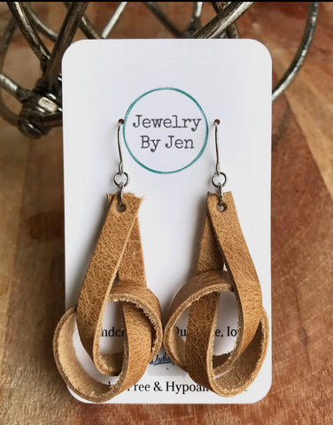 Jewelry - Knot Earrings: Weathered Tan