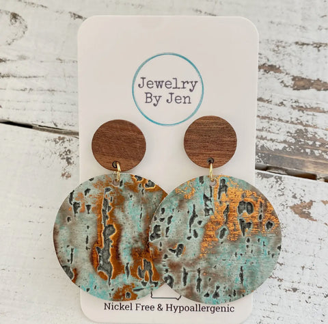 Jewelry - Wood Stud Earring: Turquoise Wild Wood
