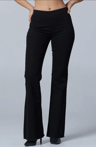 Pants - Stretch Mid Rise Penny Pull On Flare, Black
