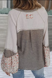 Blouse - Colorblock Floral Patchwork Flared Sleeve Top