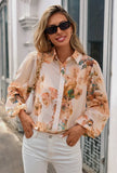 Blouse - Puff Sleeve Lightweight, Floral Pattern