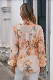 Blouse - Puff Sleeve Lightweight, Floral Pattern