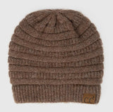 Accessories/Gifts - Emma Fuzzy Lined Mixed Soft Yarn Beanie, Black, Brown, Or White