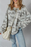Blouse - Camouflage Exposed Seam Patchwork Sweatshirt, Multicolor