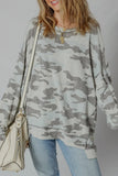 Blouse - Camouflage Exposed Seam Patchwork Sweatshirt, Multicolor