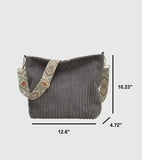 Accessories/Gifts - Corduroy Tote Bag With Guitar Shoulder Strap, Black Or Grey