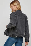 Outerwear - Ladies Vintage Black Denim Jacket, Also Plus Size