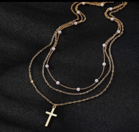 Jewelry - 18K Stainless Steel Tarnish Free Cross Necklace, Gold