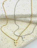 Jewelry - Classic Mini Cross Necklace, Gold Or Silver