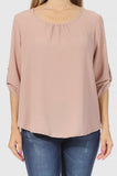 Blouse - Women's Casual Round Neck, Light Mocha, Plus Size