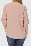 Blouse - Women's Casual Round Neck, Light Mocha, Plus Size