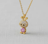 Jewelry - Titanium Bunny Pendant Necklace with Crystals