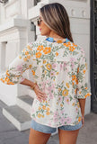 Blouse - Boho Floral Crochet V Neck Half Sleeve