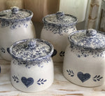 DIY Home Decor - vintage ceramic canisters, blue and white