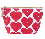 Accessories/Gifts - Red Hearts Canvas Pouch bag, Medium