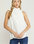 Blouse - Styled by RA Collection- sleeveless cowl neck top, white