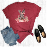 T- Shirts - Leopard Bunny with flowers, Cardinal, Also Plus size