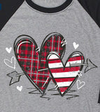 T-shirt - Hearts & Arrows, Black/Heather Gray, Plus Size too