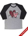 T-shirt - Hearts & Arrows, Black/Heather Gray, Plus Size too