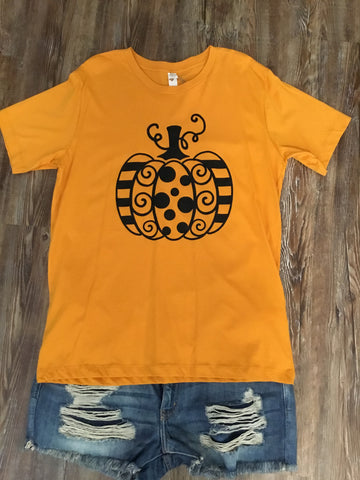 T-shirts - Mustard/Orange Pumpkin Graphic Tee